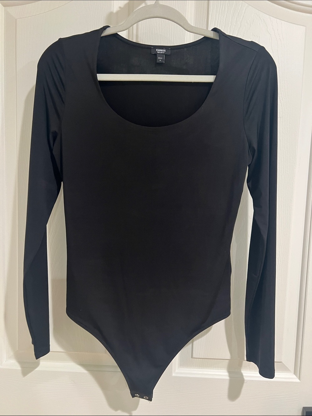 Express Black Long-Sleeve Scoop-Neck Bodysuit